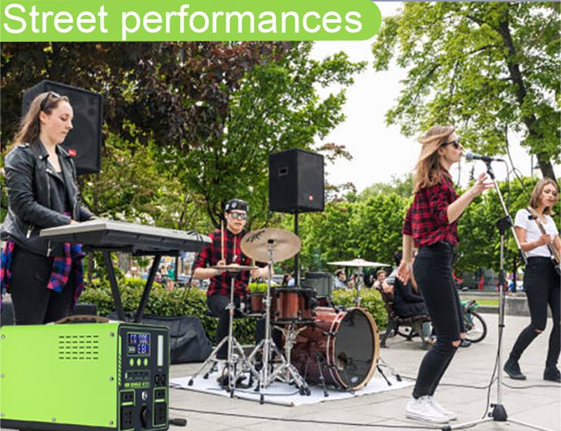 Outdoor street performances use power